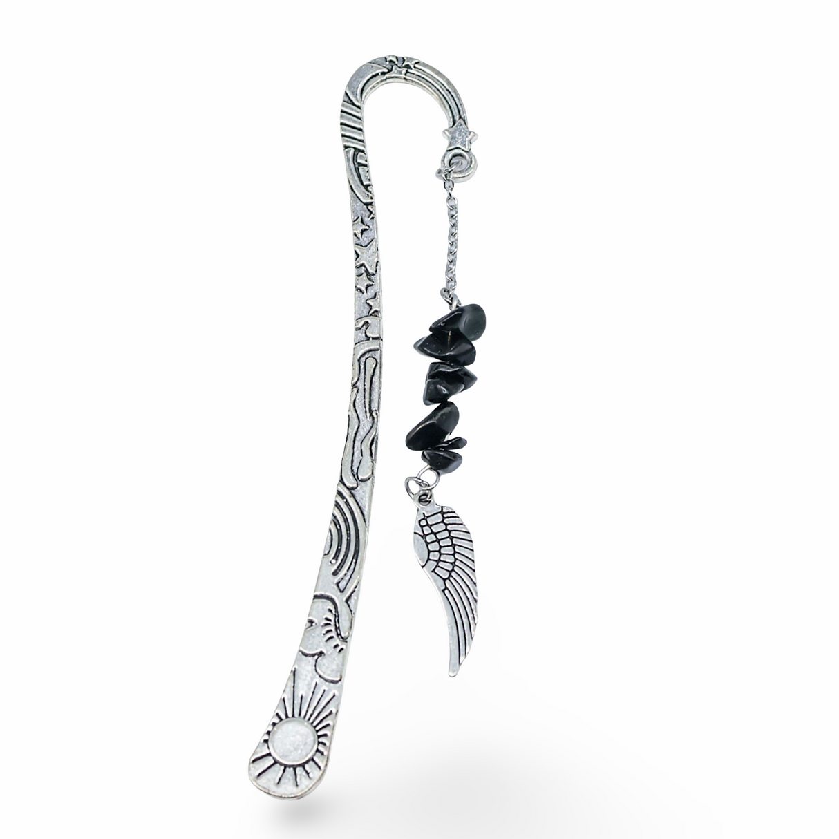 Bookmarks - Natural Gemstone Chips with Angel Wing Black Obsidian