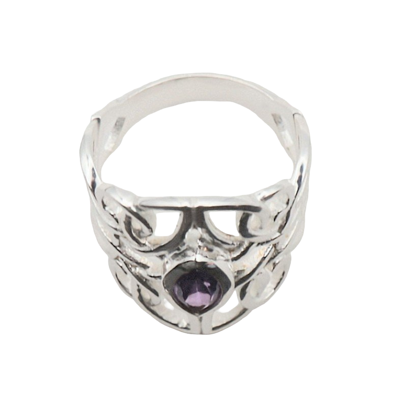 Ring - 925 Sterling Silver - Celtic Design - Amethyst Gemstone