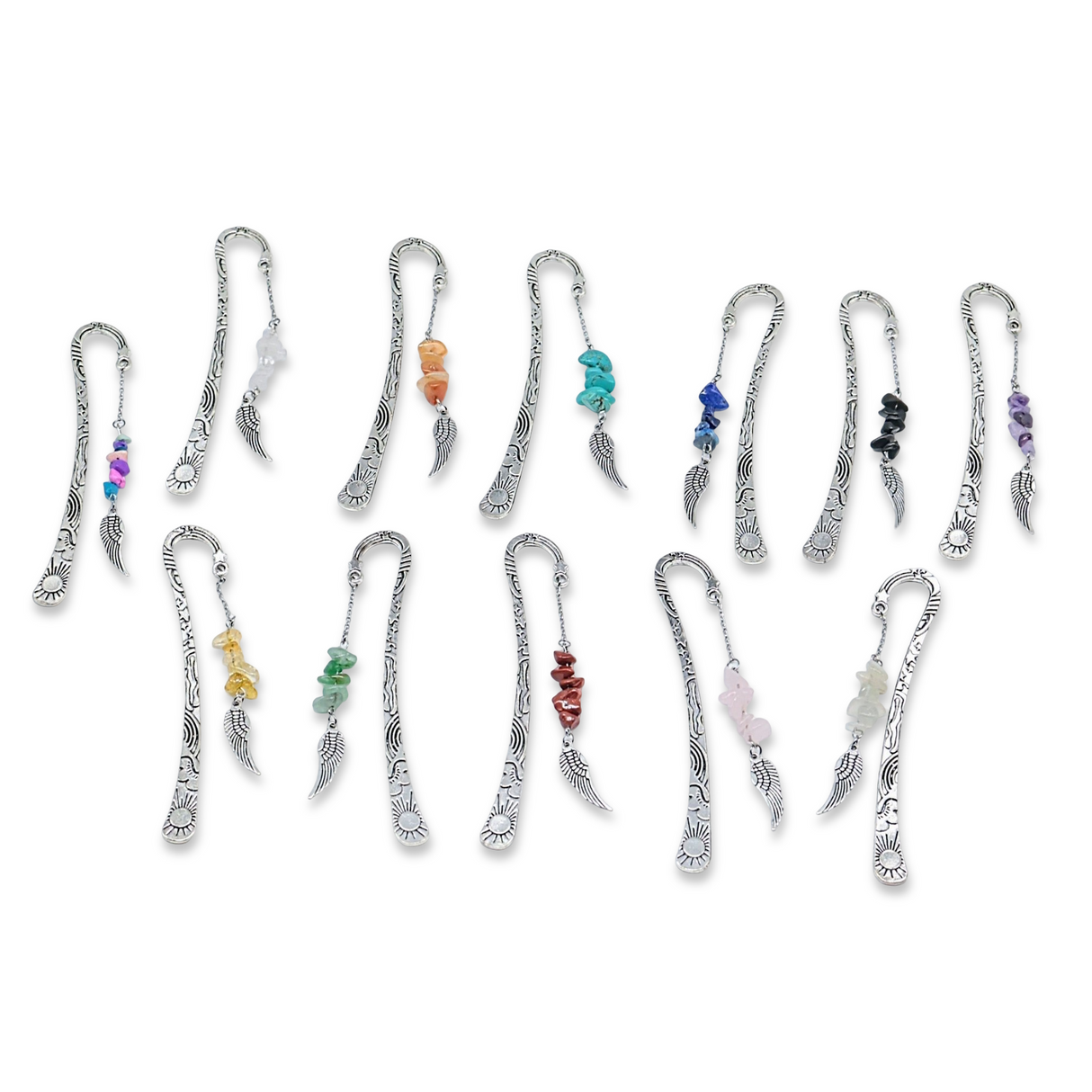 Bookmarks - Natural Gemstone Chips with Angel Wing