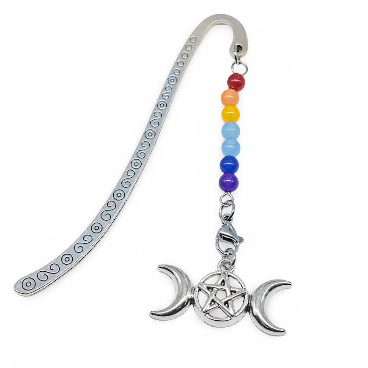 Bookmarks - Natural Malaysia Jade Bead - Alloy Hook Style Triple Moon