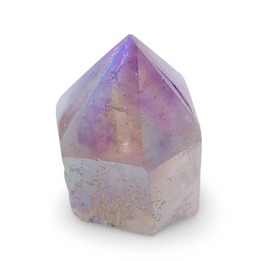 Stone - Crystal Point - Brazilian Amethyst Angel Aura Quartz - Tumbled Top