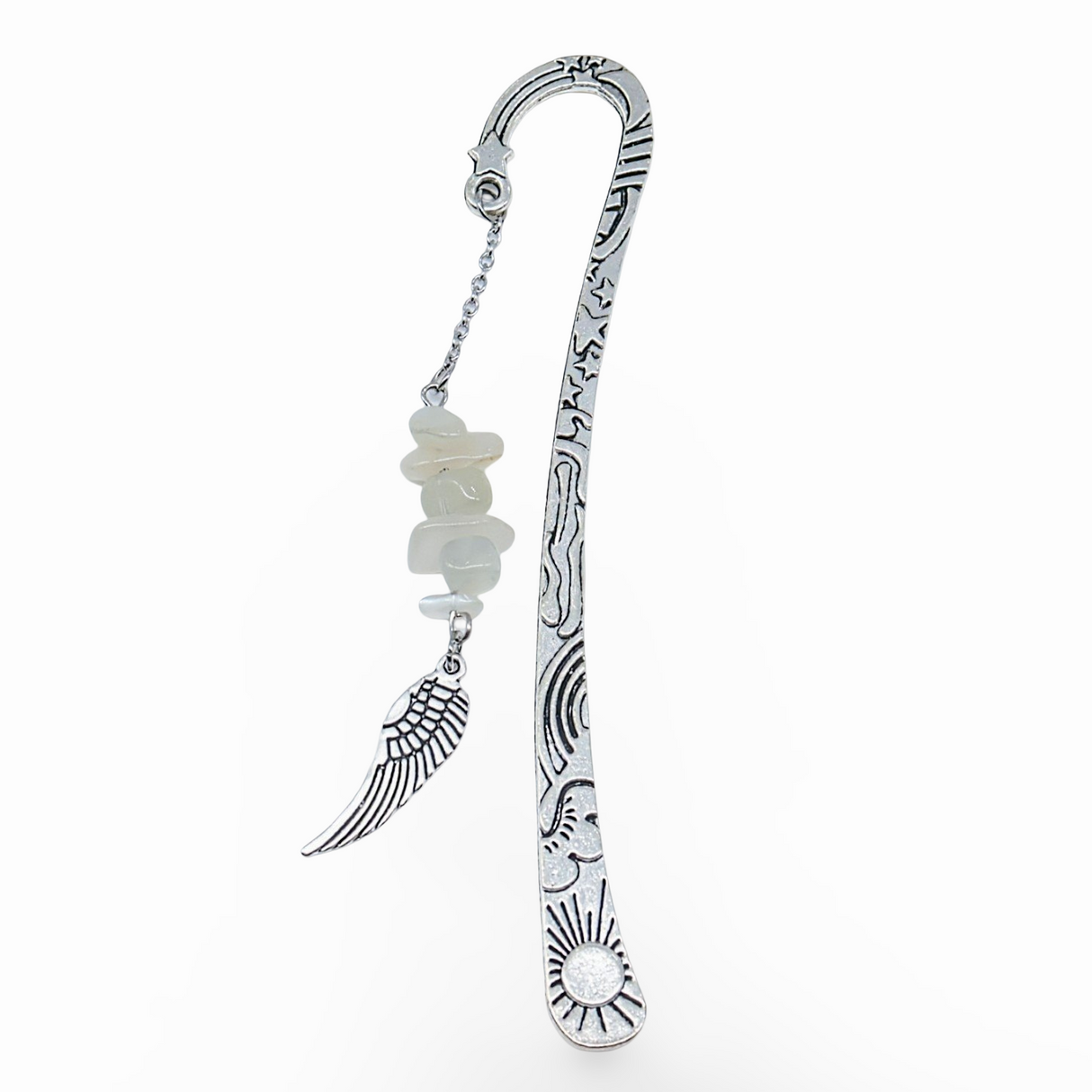 Bookmarks - Natural Gemstone Chips with Angel Wing White Moonstone