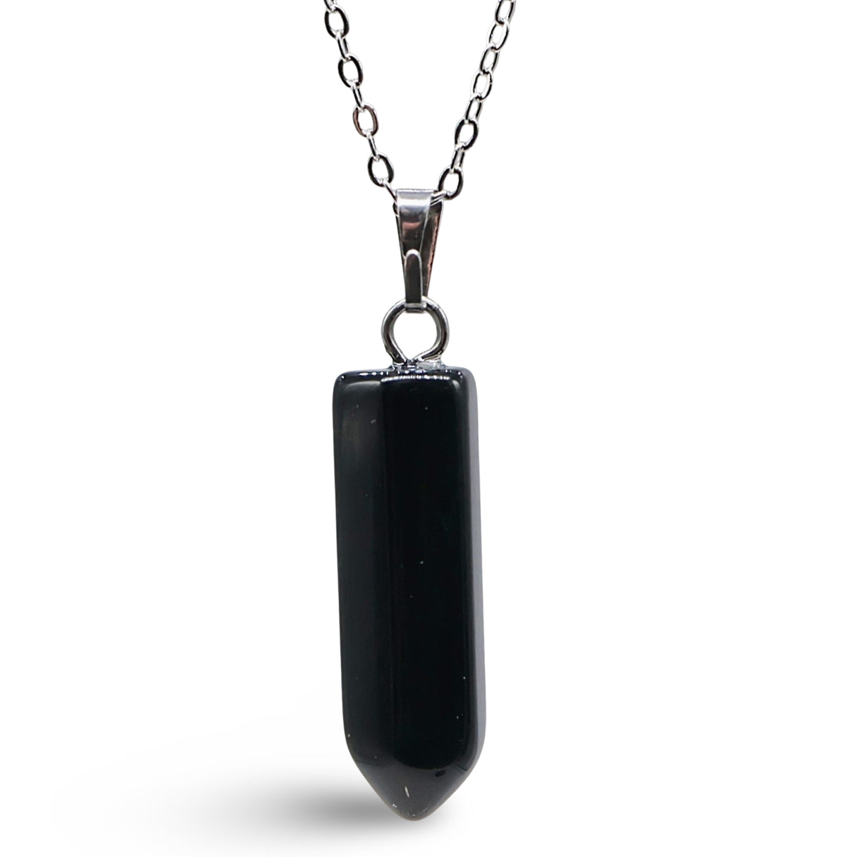 Necklace - Bullet Point - Gemstone Pendant Black Obsidian