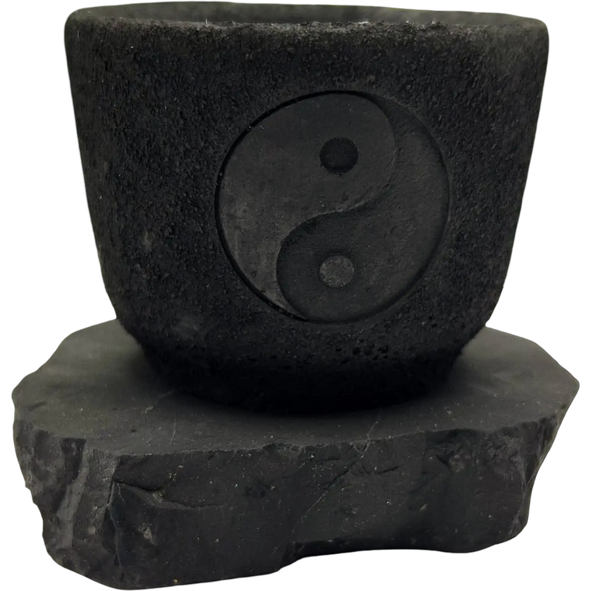 Candle Holder - Shungite with Ying Yang - 6x5x5.5cm