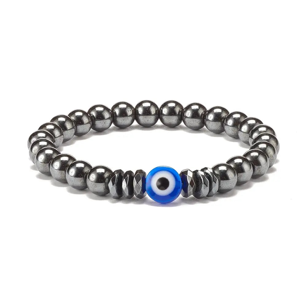 Bracelet -Hematite -Evil Eye -8mm