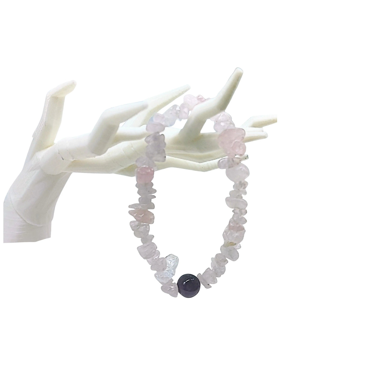Bracelet -Rose Quartz Chips -Amethyst Bead