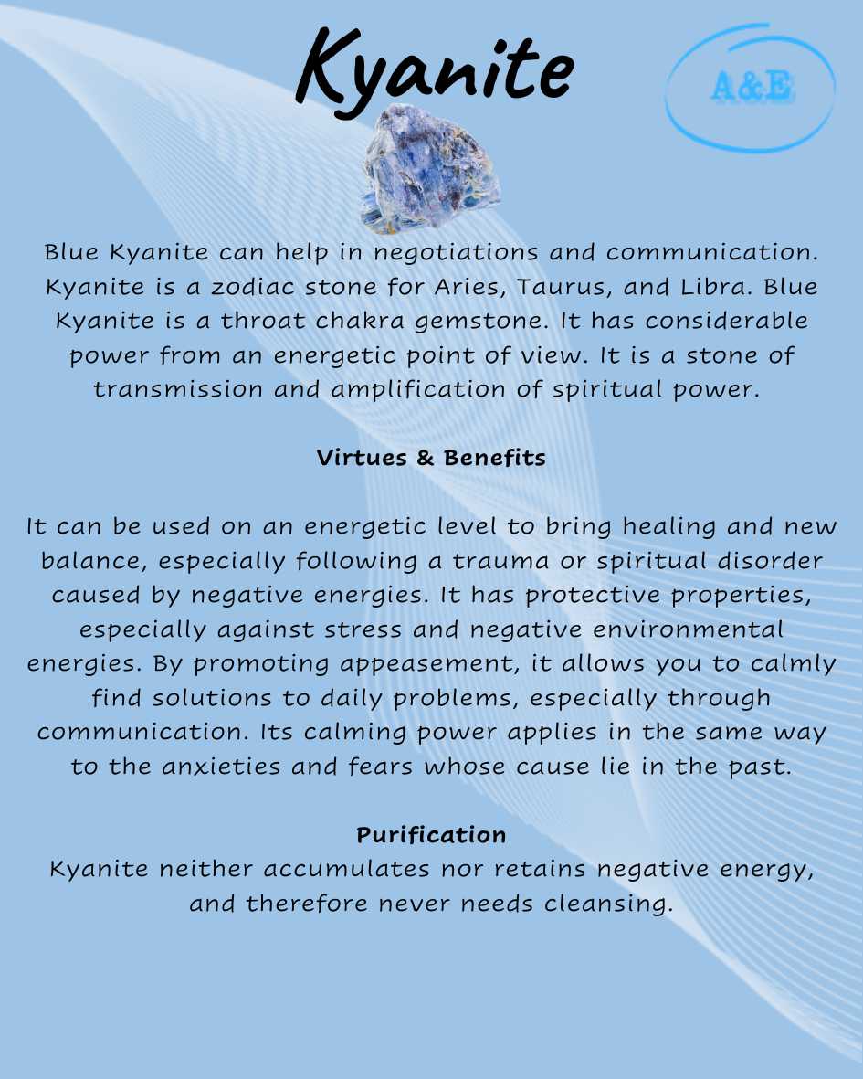 Descriptive Cards -Precious Stones & Crystals -Kyanite