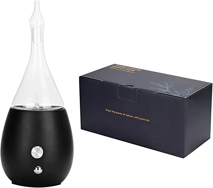 Diffuser -Nebulizer -Glass -Black Wood Base -Oval