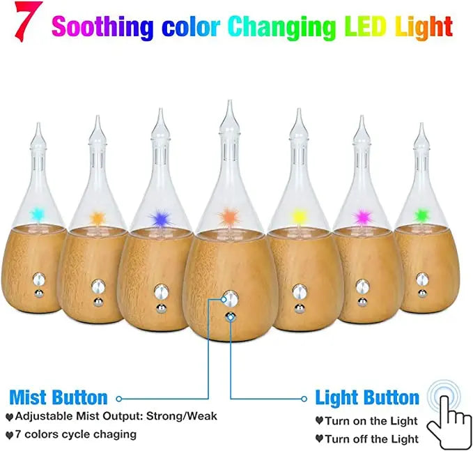 Diffuser -Nebulizer -Glass -Light Wood Base -Oval