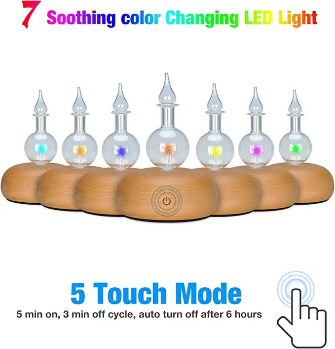 Diffuser Nebulizer -Glass -Light Wood Base -Round