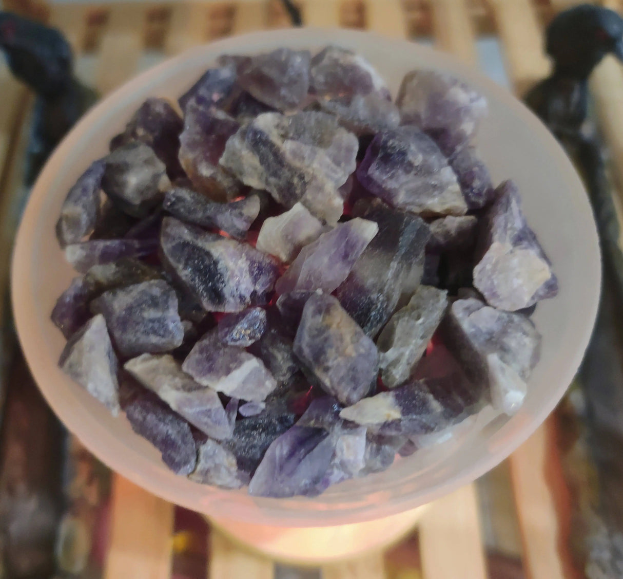 Home Decor -Lamp -Amethyst -Frosted Glass -Pentacle -Moons -4.75-5”H