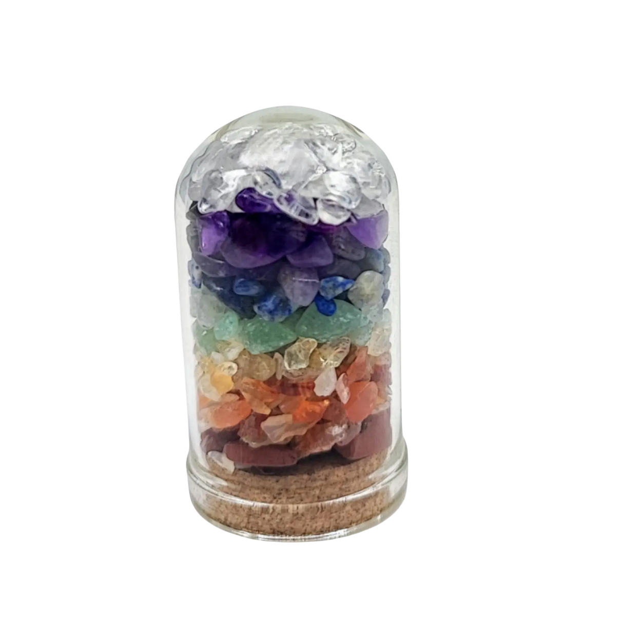 Home Decor - Small Decorative Bell - 7 Chakras - Mixed Gemstones Chips - 15ml
