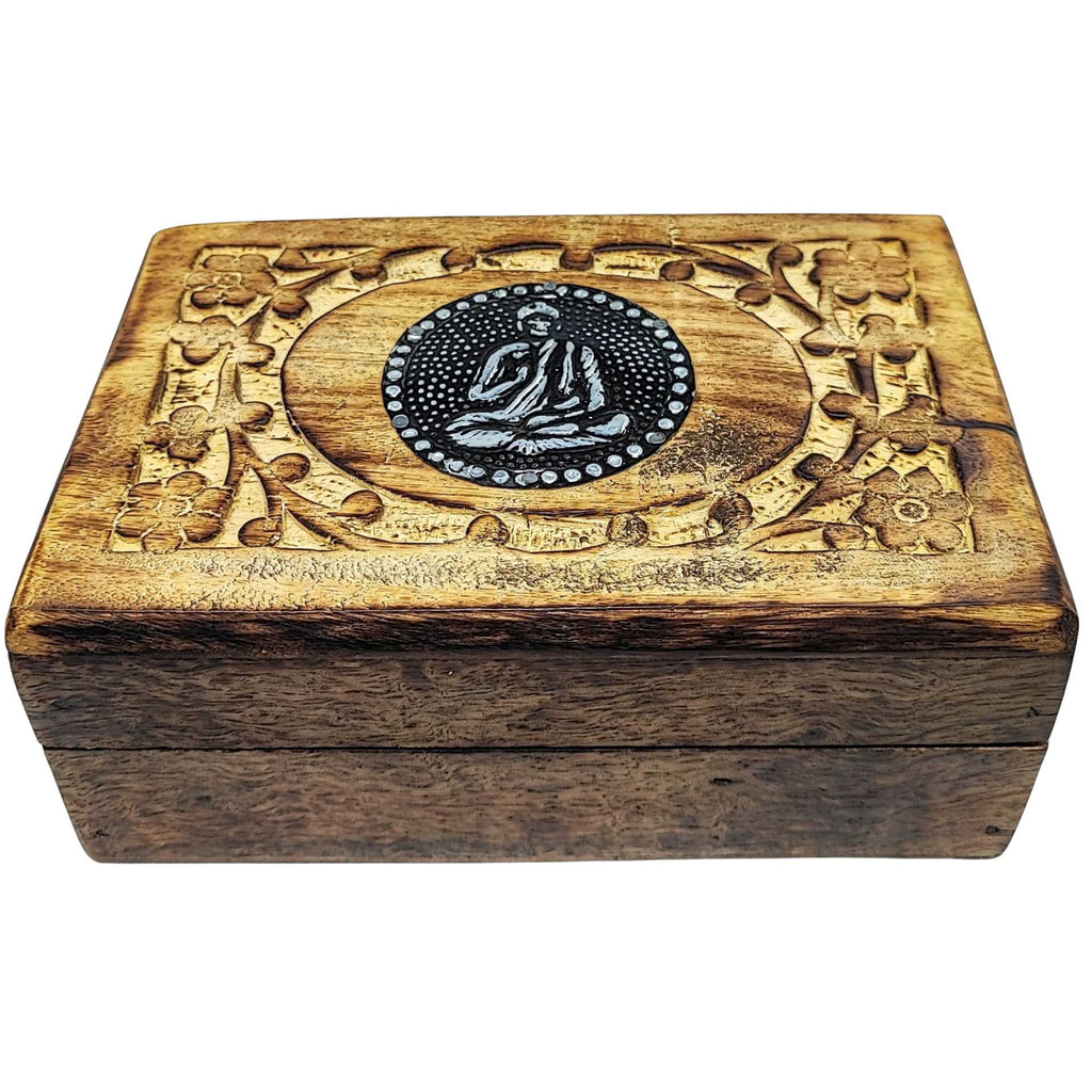 Home Decor -Wood Box -Carved -Buddha