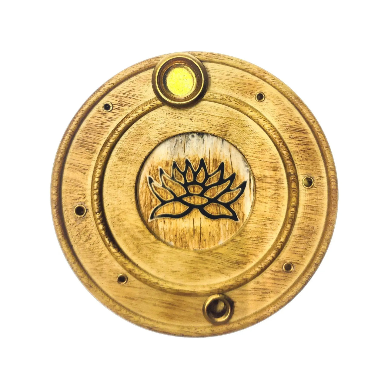 Incense Burner -Wood Cone & Sticks Holder -Lotus