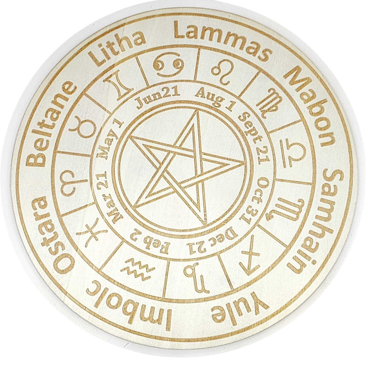 Metaphysical Tools -Wood Crystal Grid -Pagan Calendar