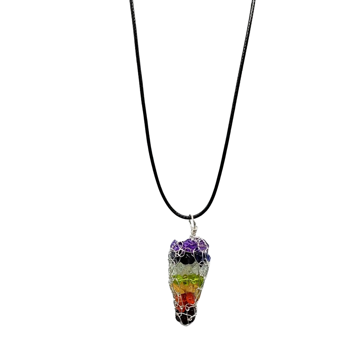 Necklace -7 Chakras -Crystal Chips -Wire Wrapped