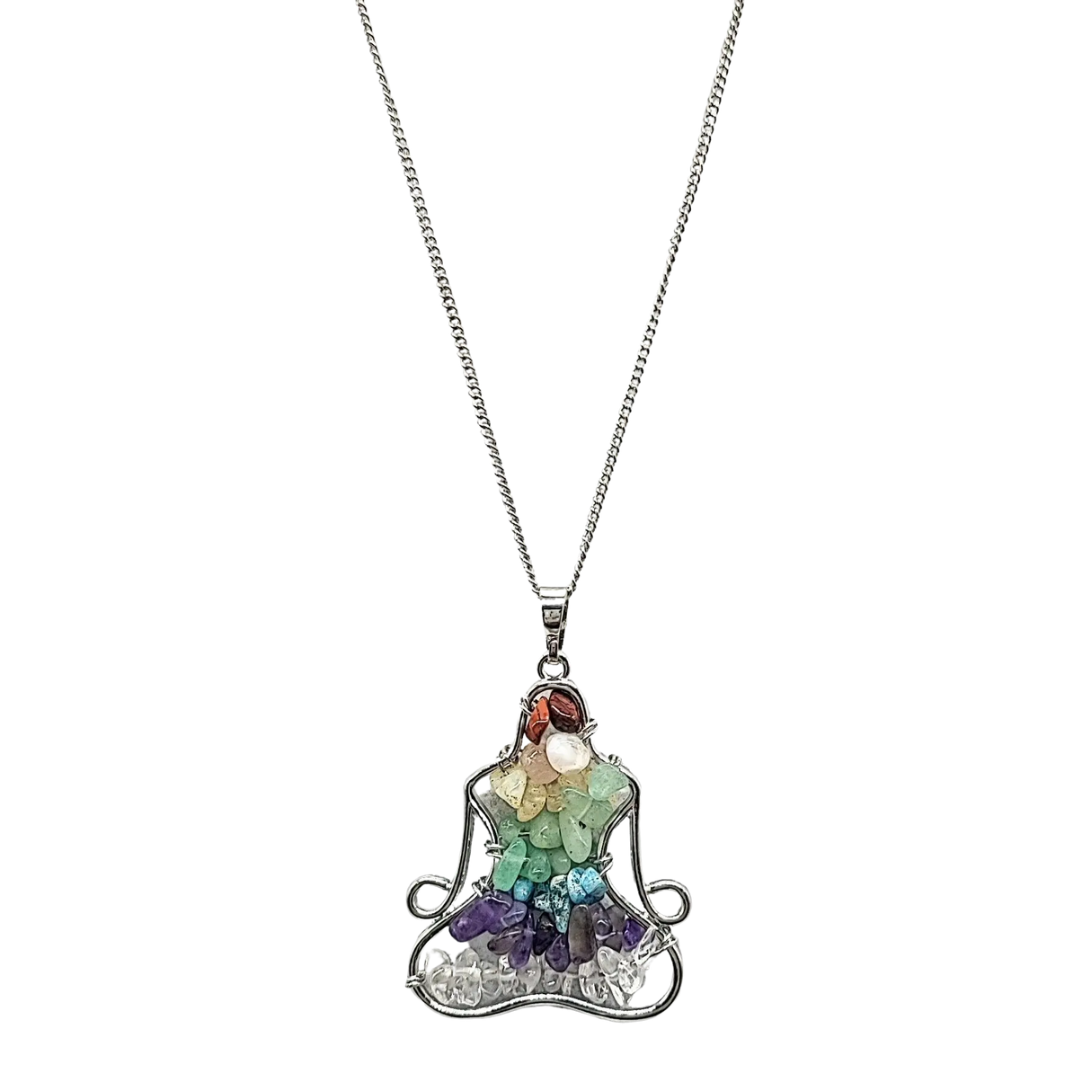 Necklace -7 Chakras Gemstone -Yoga Shape