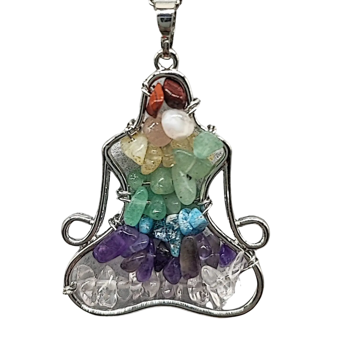 Necklace -7 Chakras Gemstone -Yoga Shape