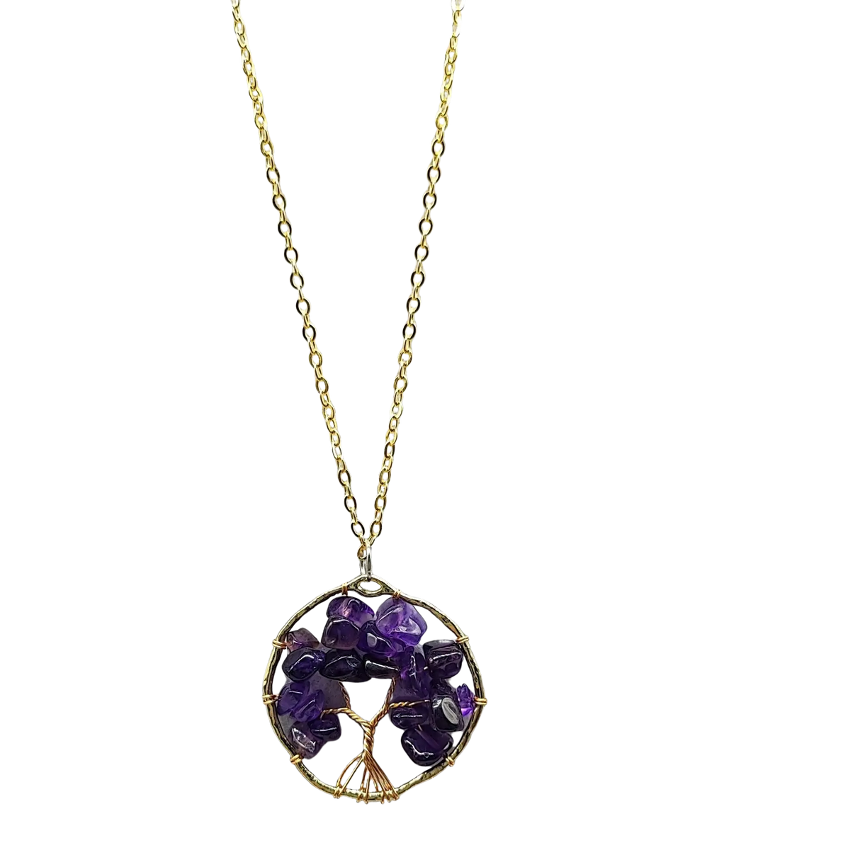 Necklace -Copper Wire Wrap -Tree of Life & Amethyst