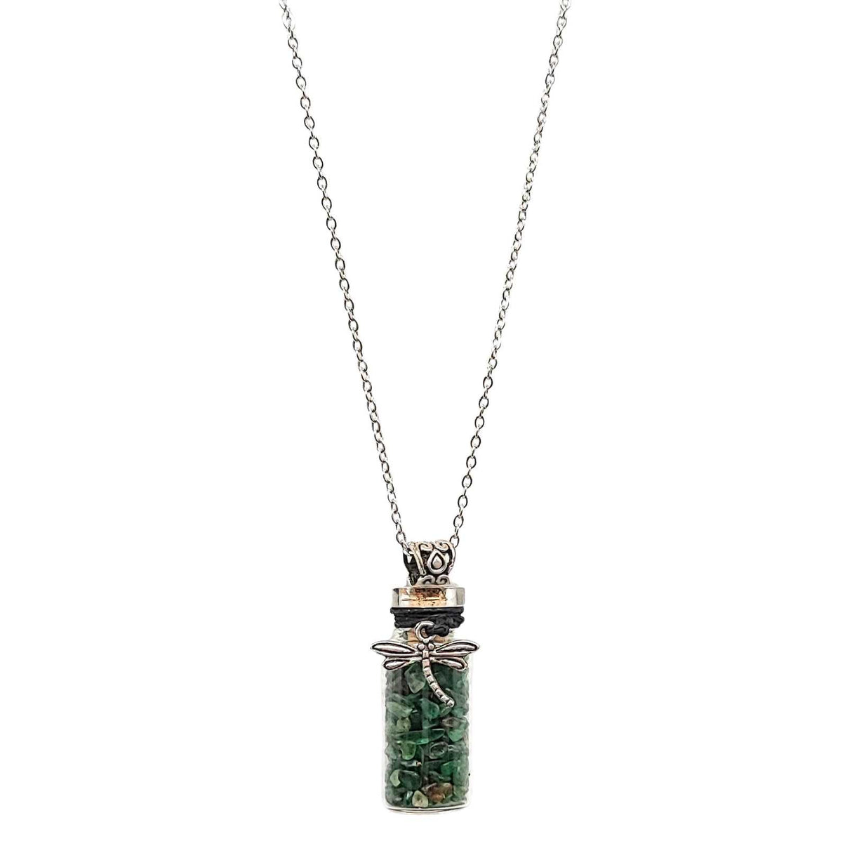 Necklace -Green Aventurine with Dragonfly -Bottle
