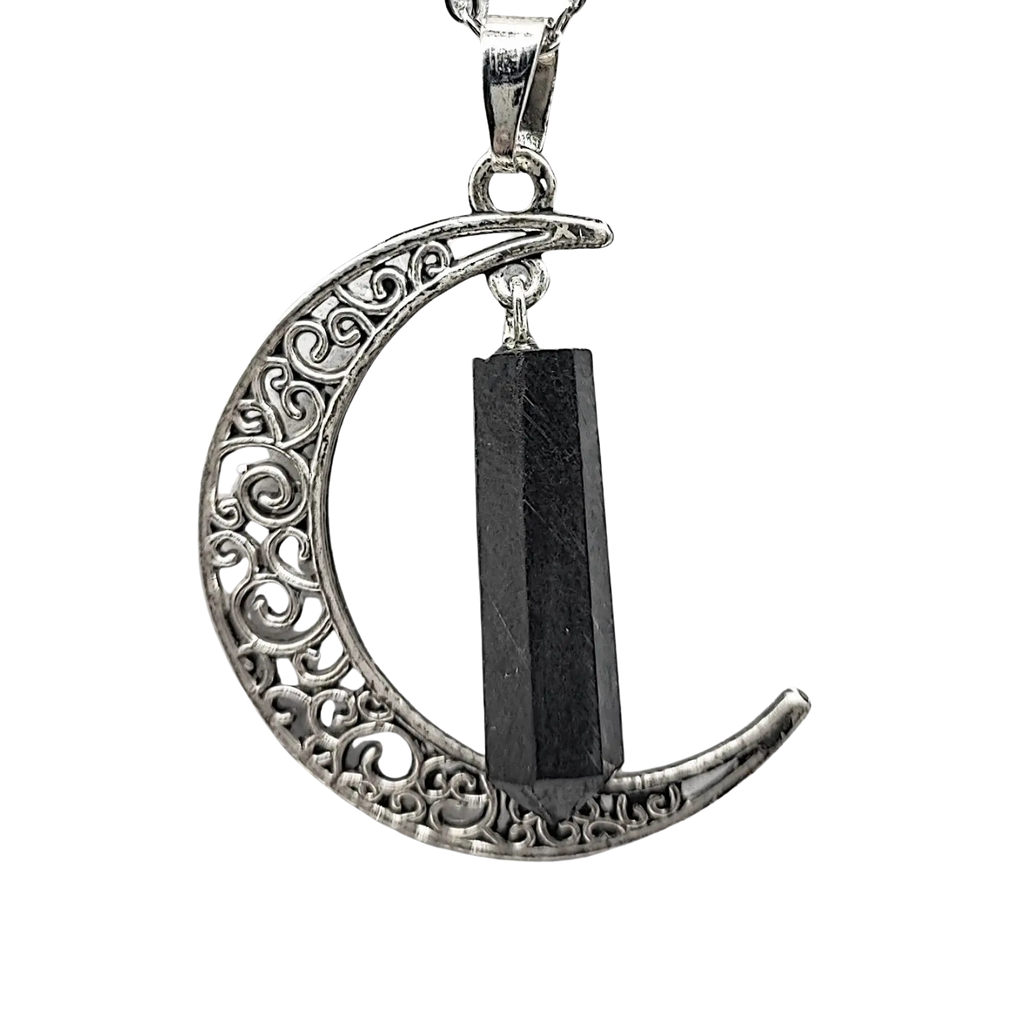 Necklace -Shungite -Crescent Moon