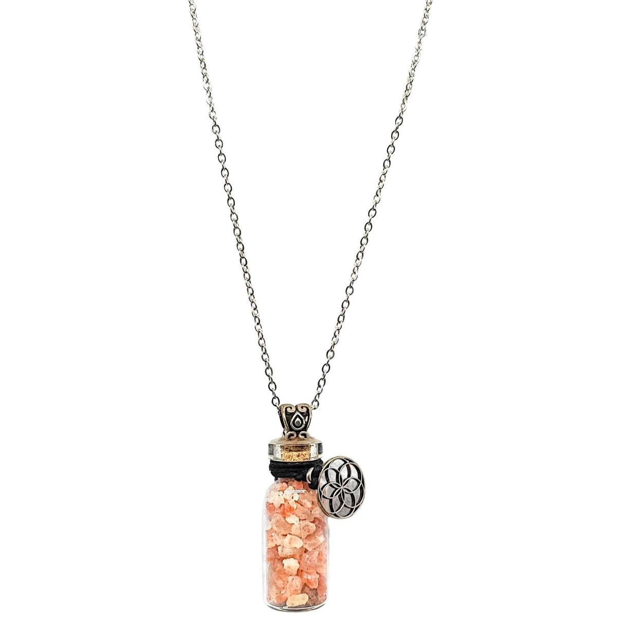 Necklace -Sunstone Gemstone with Seed of Life -Bottle