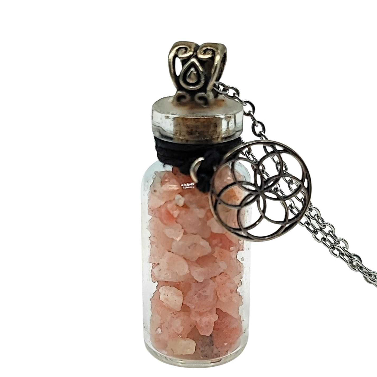 Necklace -Sunstone Gemstone with Seed of Life -Bottle