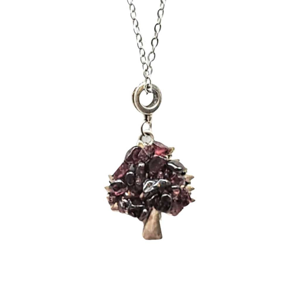 Necklace -Tree of Life Gemstone Pendants -Garnet