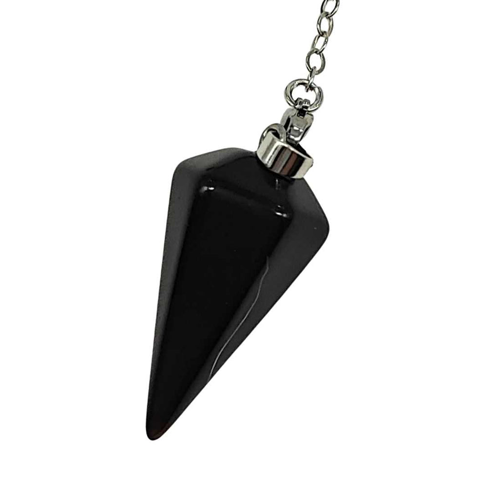 Pendulum -Cone -Black Agate -7 Chakras Beads