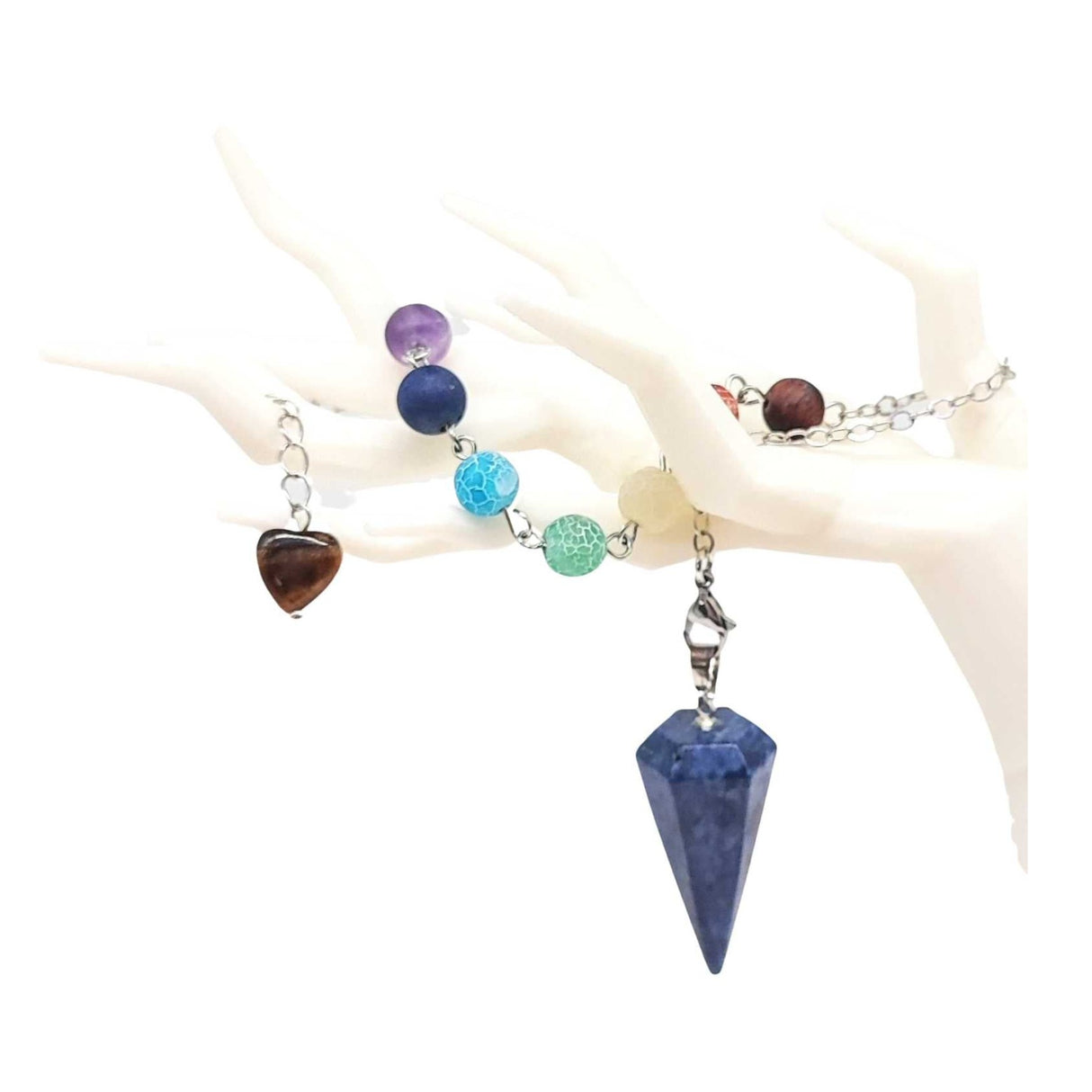 Pendulum -Cone -Natural Lapis Lazuli -7 Chakras Beads