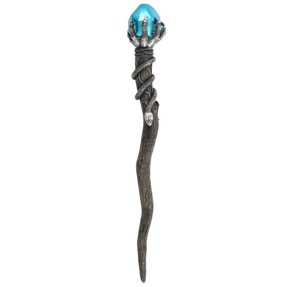 Wicca & Pagan -Wand -Silver Claw with Blue Gem