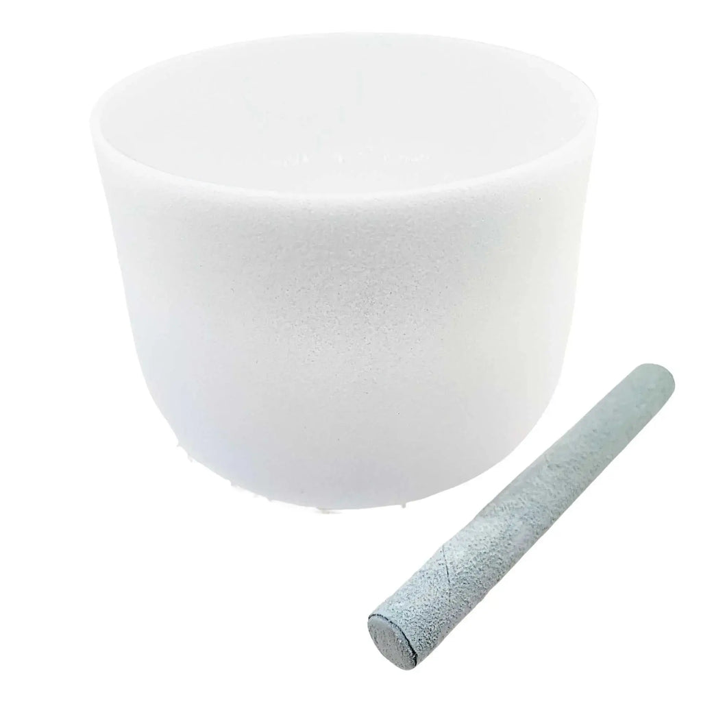 Crystal Singing Bowl -Frosted White -13" -D4 Note 440Hz
