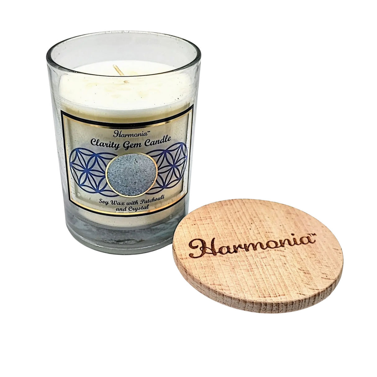 Soy Candle -Harmonia Clarity -Patchouli & Crystal Stone -9oz