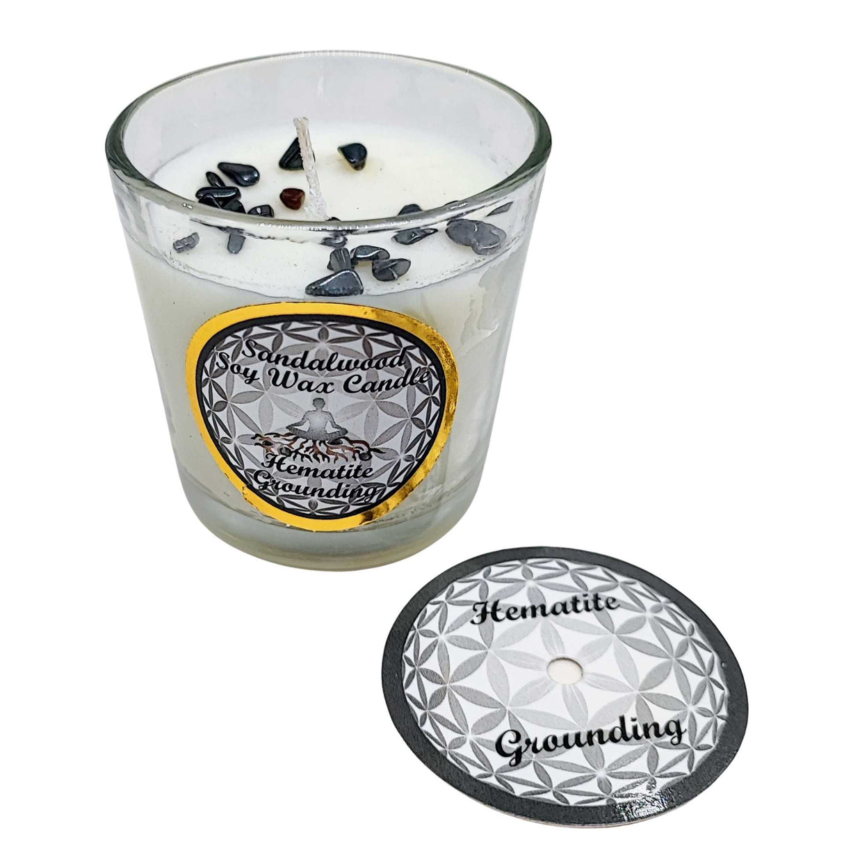 Soy Candle -Harmonia Grounding -Sandalwood & Hematite -3oz