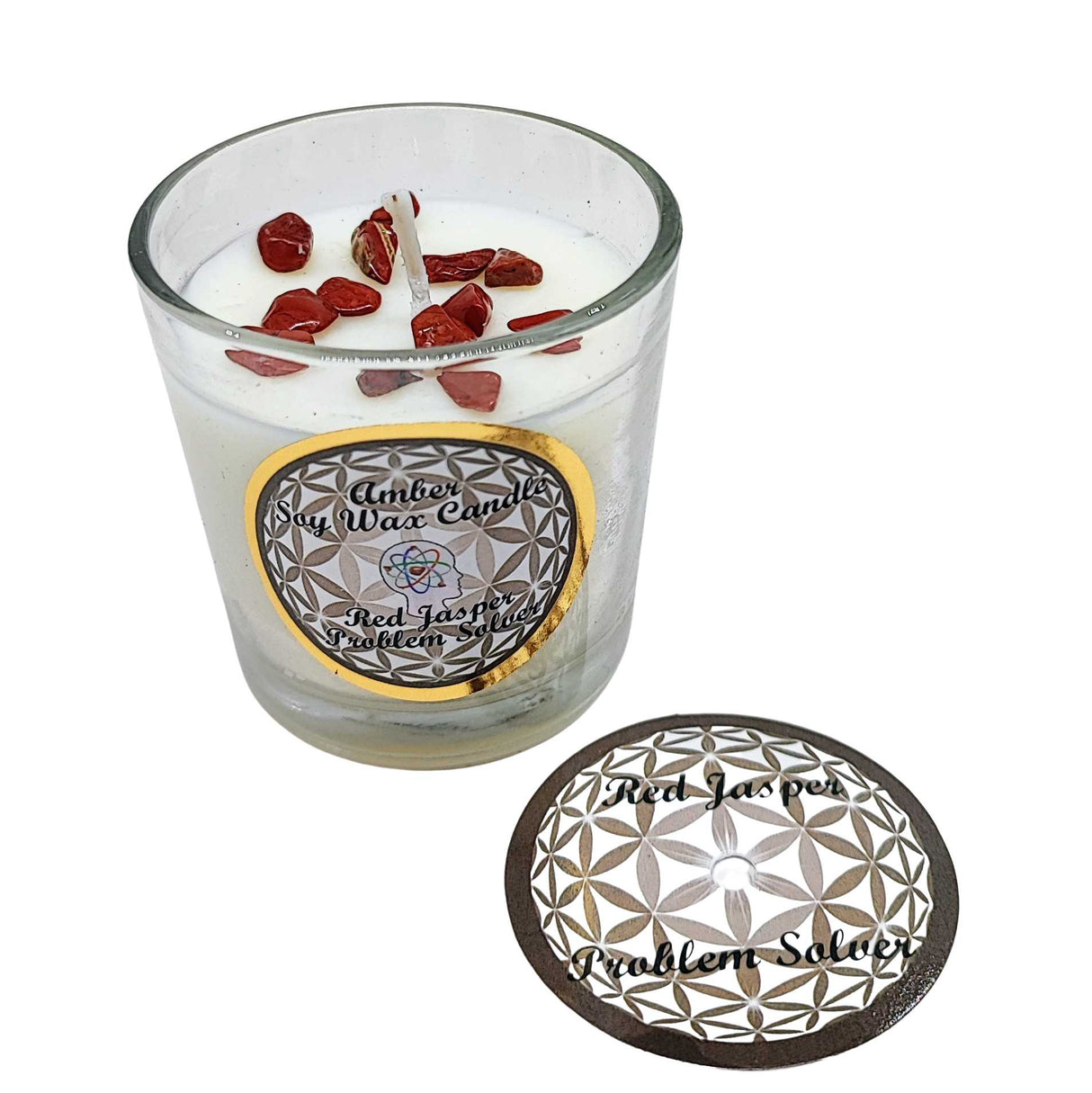 Soy Candle -Harmonia Problem Solver -Amber & Red Jasper -3oz