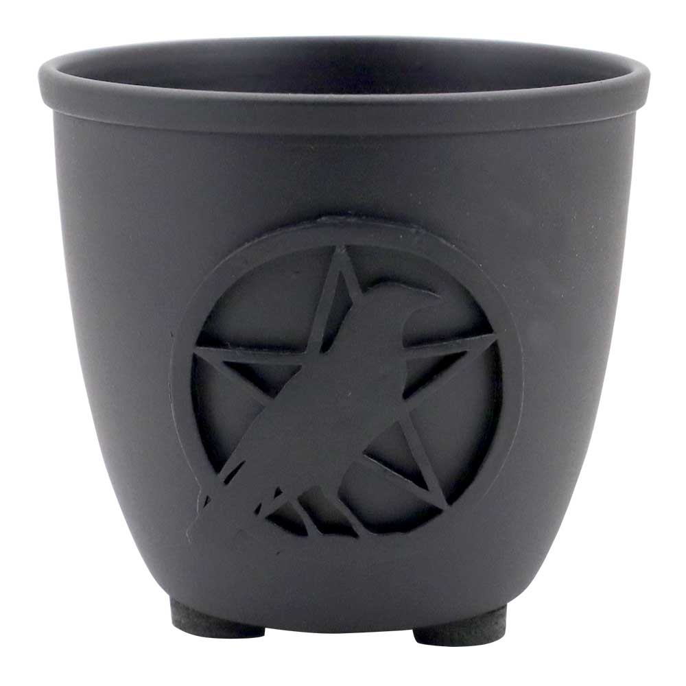 Wicca & Pagan - Mini Candle Holder - Raven & Pentacle