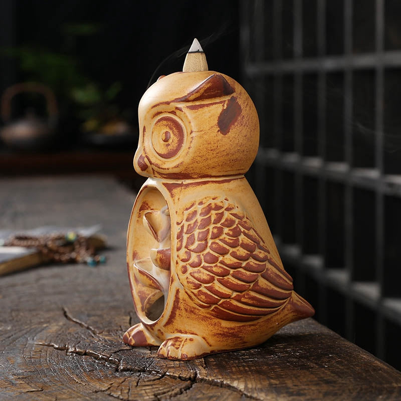 Incense Burner - Backflow - Porcelain Owl