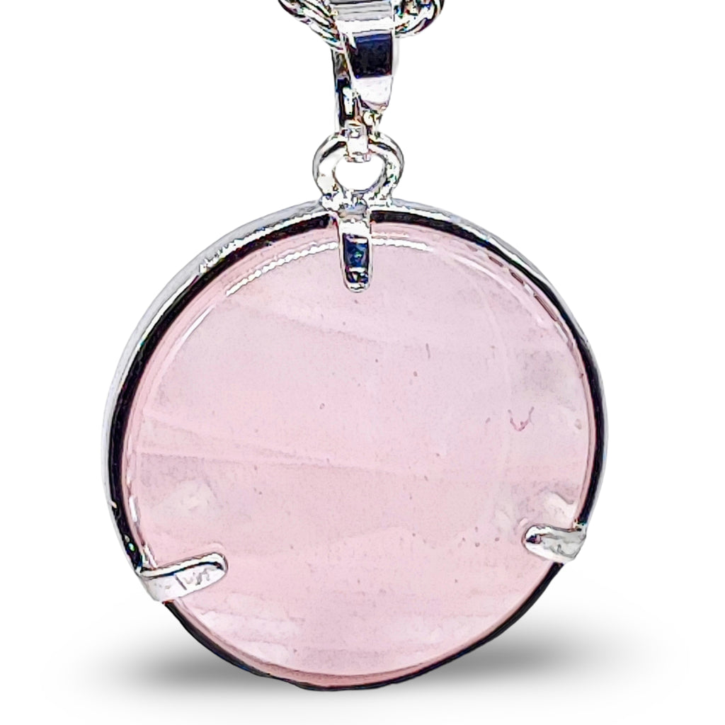 Necklace -Flat Round with Tree of Life -Rose Quartz