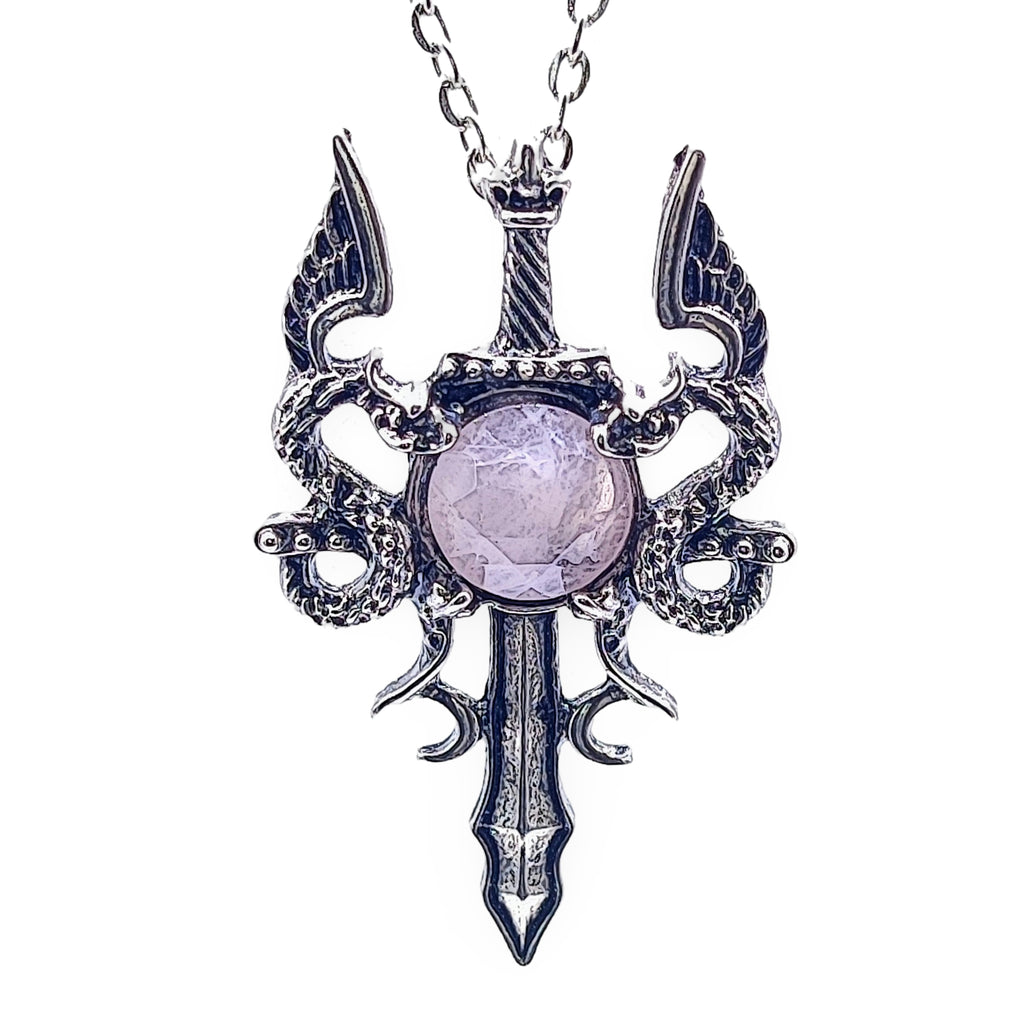 Necklace -Dragon Sword -Rose Quartz