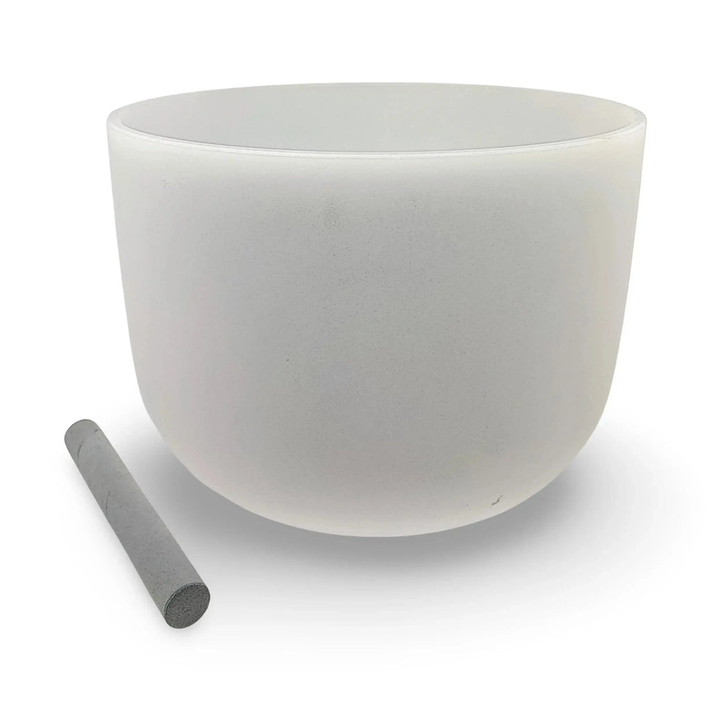 Crystal Singing Bowl -Chakra Frosted White -8" -B4 Note 440Hz -Crown Chakra