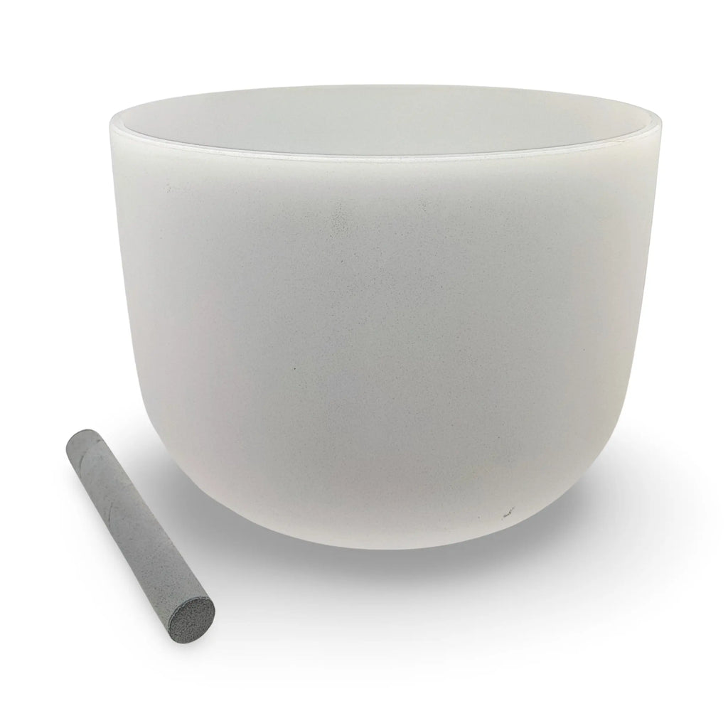Crystal Singing Bowl -Chakra Frosted White -9" -A4 Note 432Hz -Third Eye Chakra