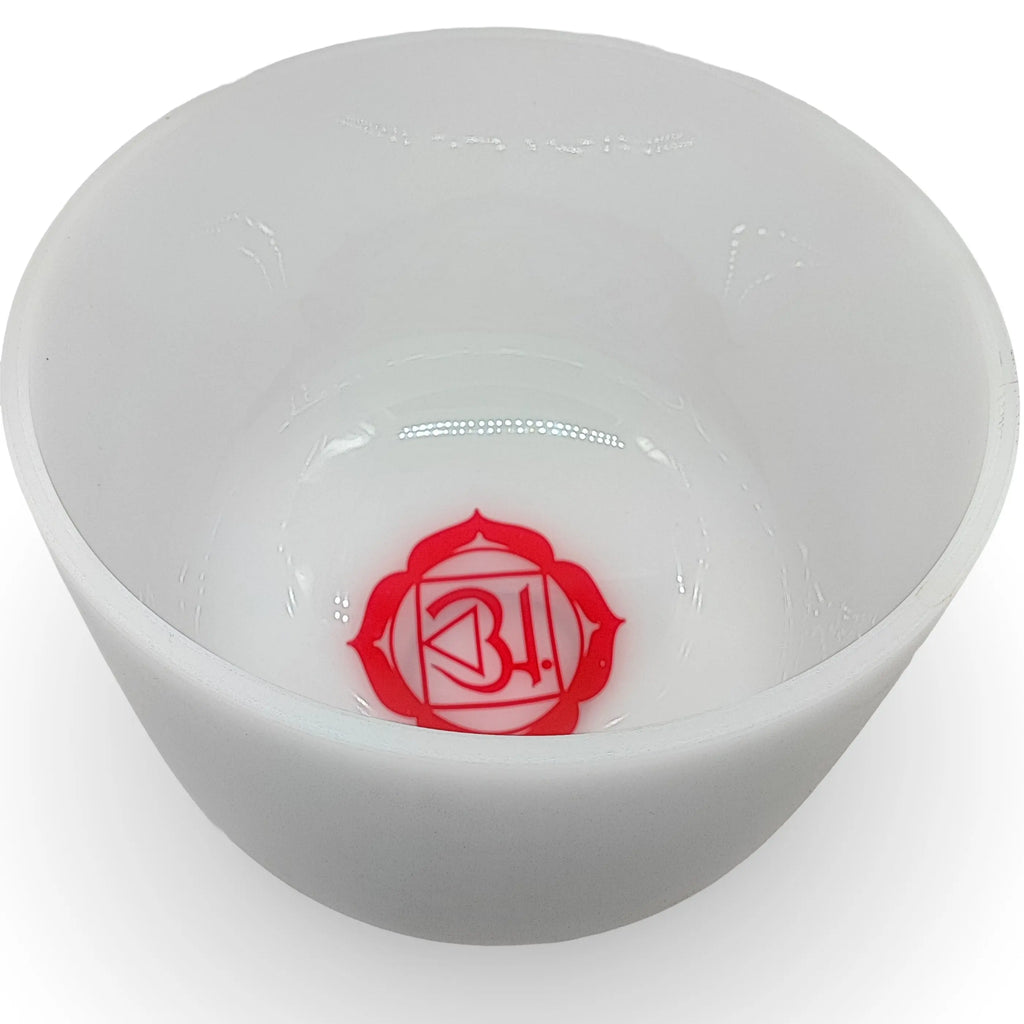 Crystal Singing Bowl -Chakra Frosted White -14" -C#4 Note 432Hz -Root Chakra -Crystal Singing Bowl -Arômes & Évasions