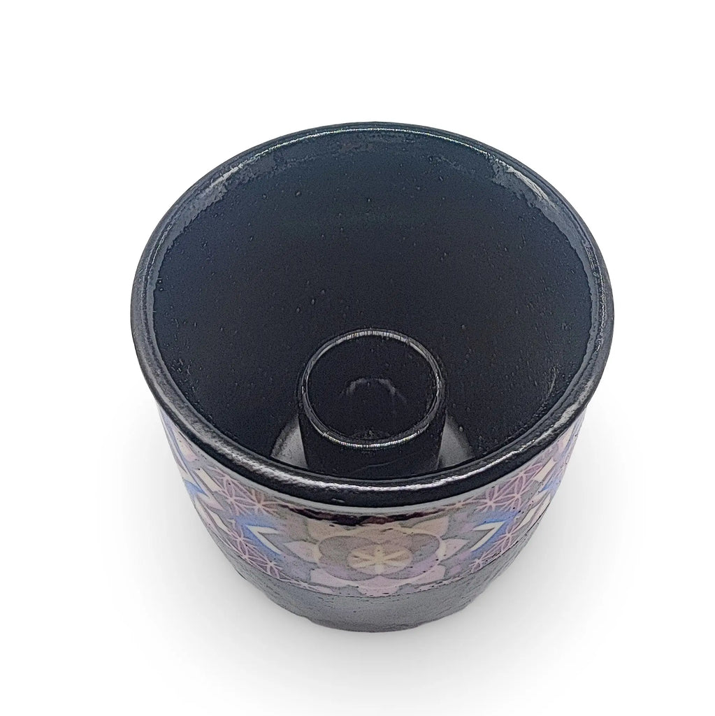 Smudging Bowl - Ceramic Flower of Life - Black