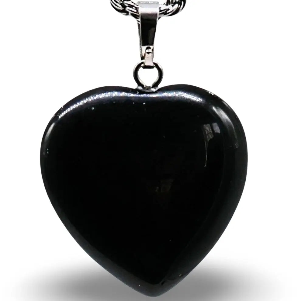 Necklace - Heart Shaped - Black Obsidian -Black Obsidian -Arômes & Évasions