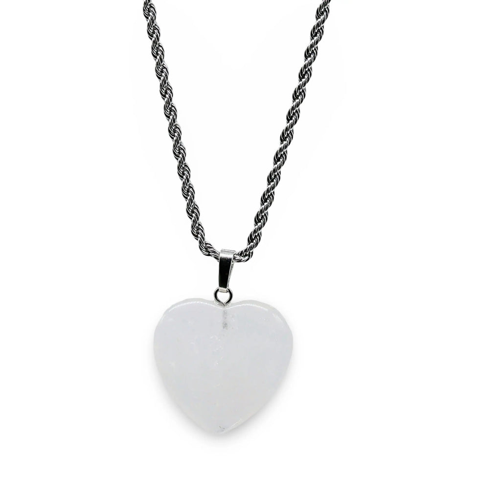 Necklace - Heart Shaped - Crystal Quartz -Crystal Quartz -Arômes & Évasions
