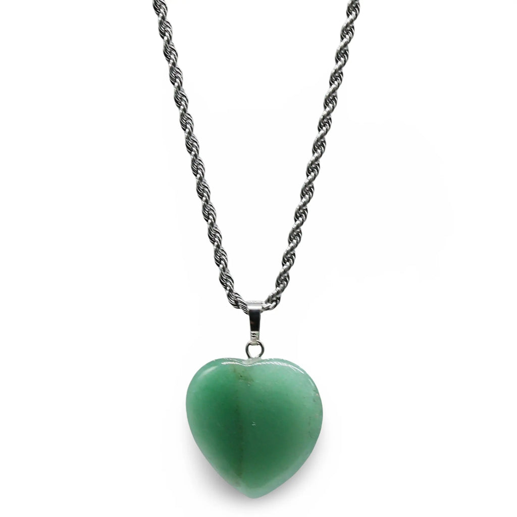 Necklace - Heart Shaped - Green Aventurine -Green Aventurine -Arômes & Évasions