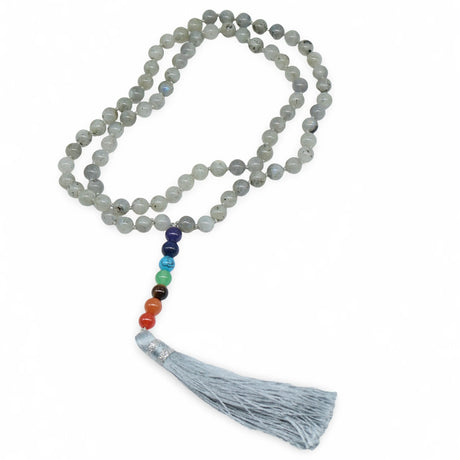 Mala - Bracelet / Necklace - Multi Strand - Natural Labradorite et 7 Chakras