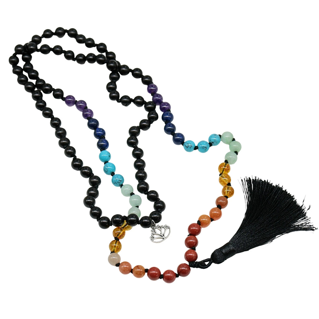 Bracelet / Necklace - Multi Strand - 7 Chakras Bead with Lotus Flower