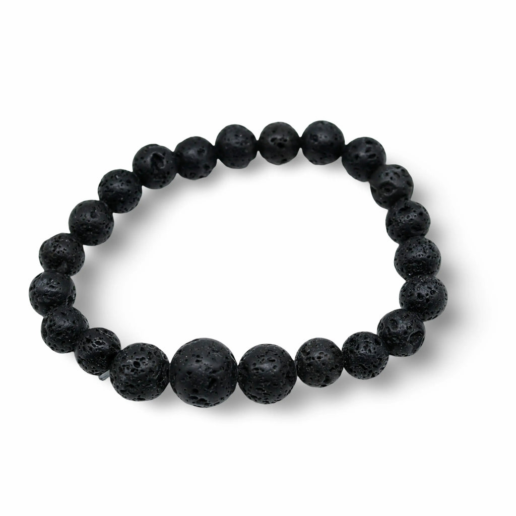 Bracelet - Lava Stone 8mm with Mixed Stone Beads 12mm Lava Stone