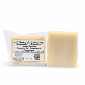 Soap Bar - Cold Process - 2 in 1 Therapeutic Shampoo - Rosemary & Peppermint - 5oz